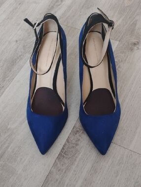 Zara Cobalt Blue Pointed Toe Ankle Strap Heels